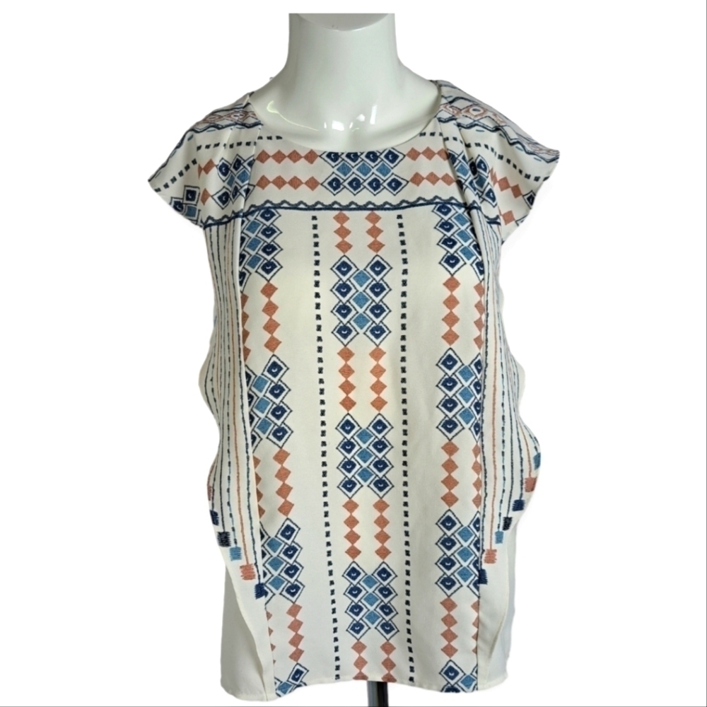 Bcbgmaxazria Maye Flutter Sleeve Print top